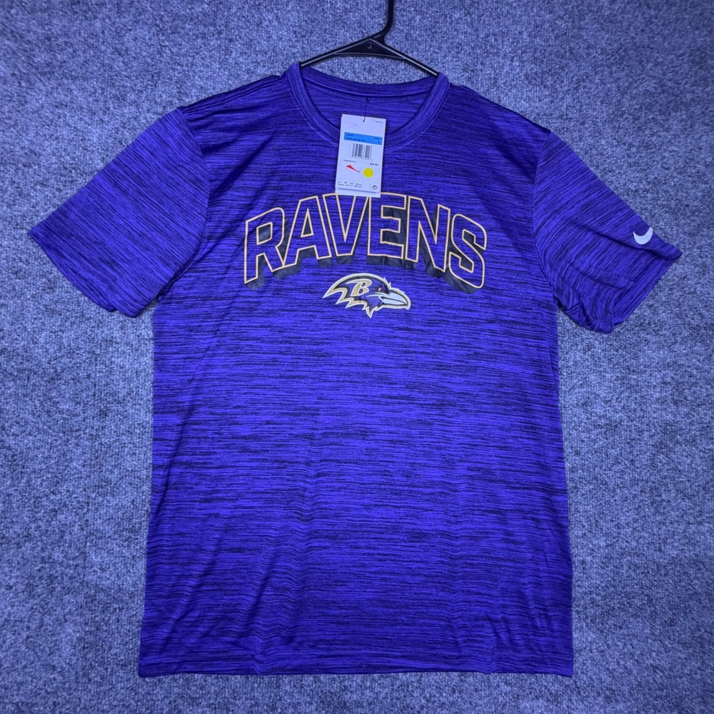 Nike Baltimore Ravens Mens Purple Dri-FIT Heathered Logo T-Shirt Medium NEW